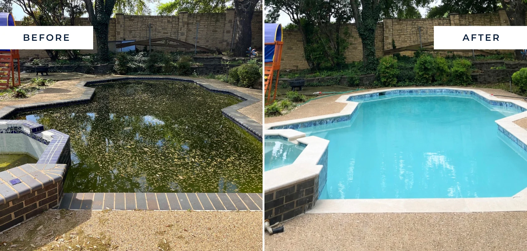 Pool renovation before and after transformation